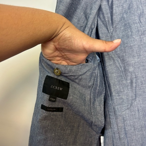 J.Crew LudLow Size 40s Mens Linen Sport Coat Blazer Gray Minimalist Old Money - Picture 10 of 16